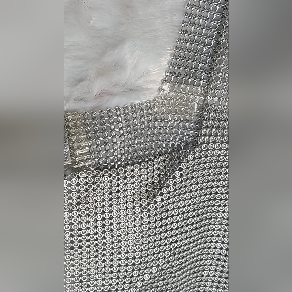 Cropped Silver Rhinestone Party Tank Top, OSFA - Picture 9 of 17
